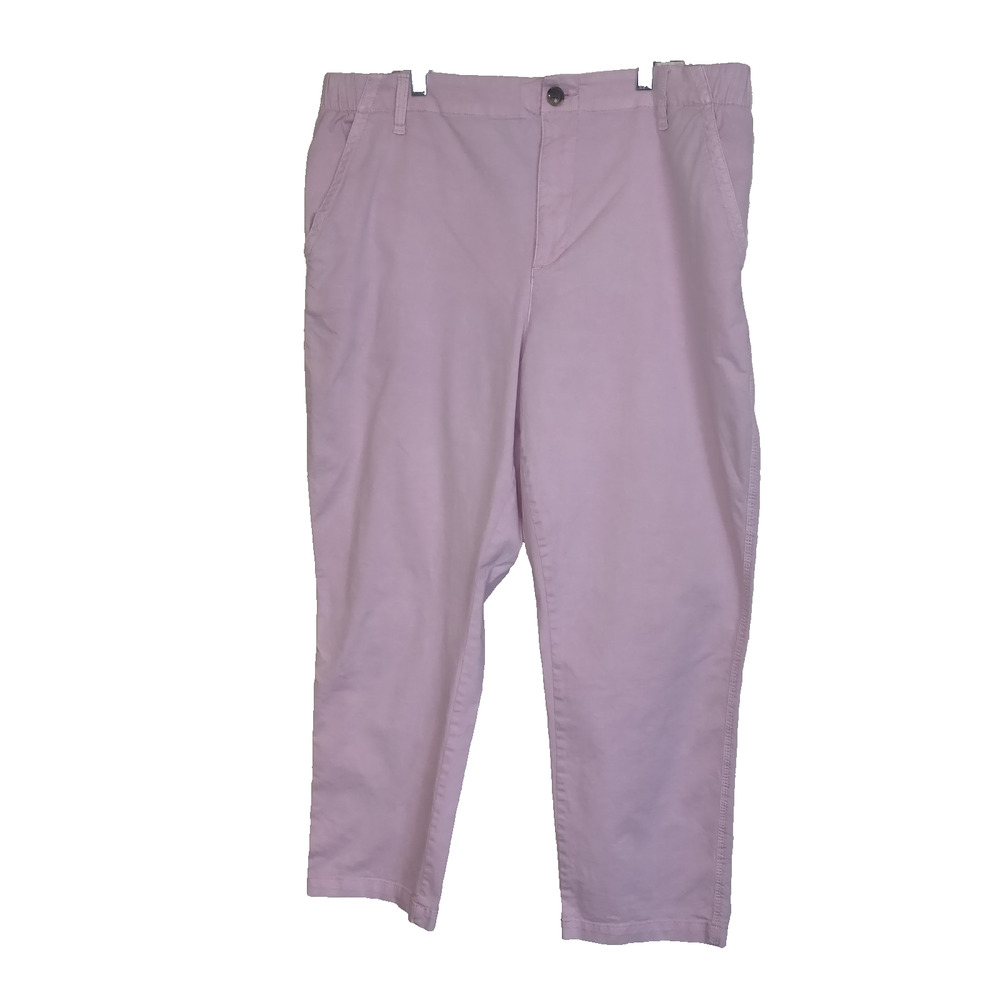 Old Navy Pink Chino Pants Women's XL Pastel High Waist Back Elastic Pockets